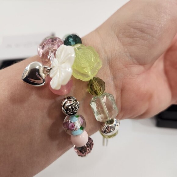 Avon Beaded Bracelet Lot Pink Hope Beaded Chic Garden Floral NEW - Picture 7 of 7